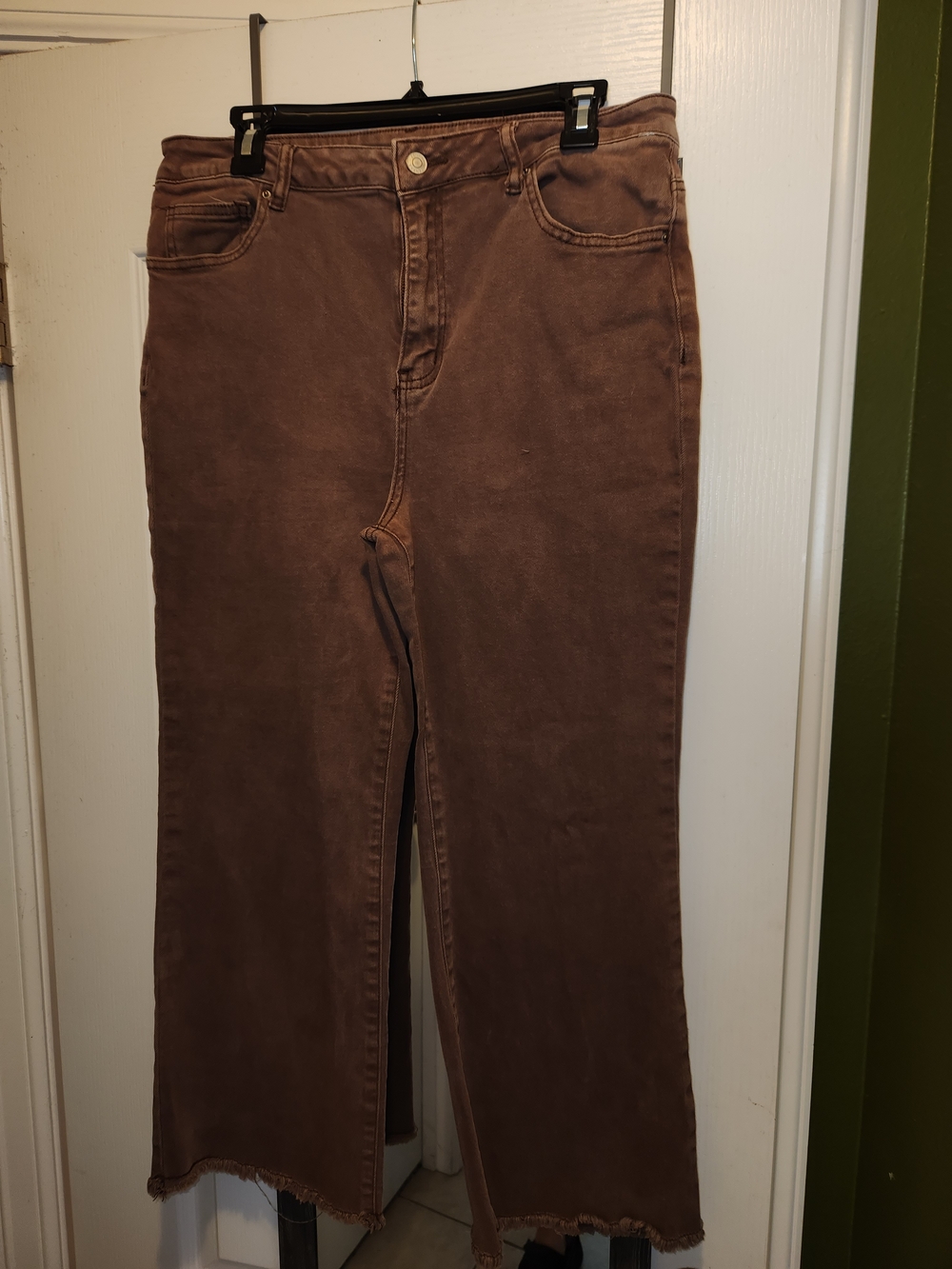 Zenana Outfitters Wide-Leg Jeans in Brown Acid Wash High Waist (Size XL)
